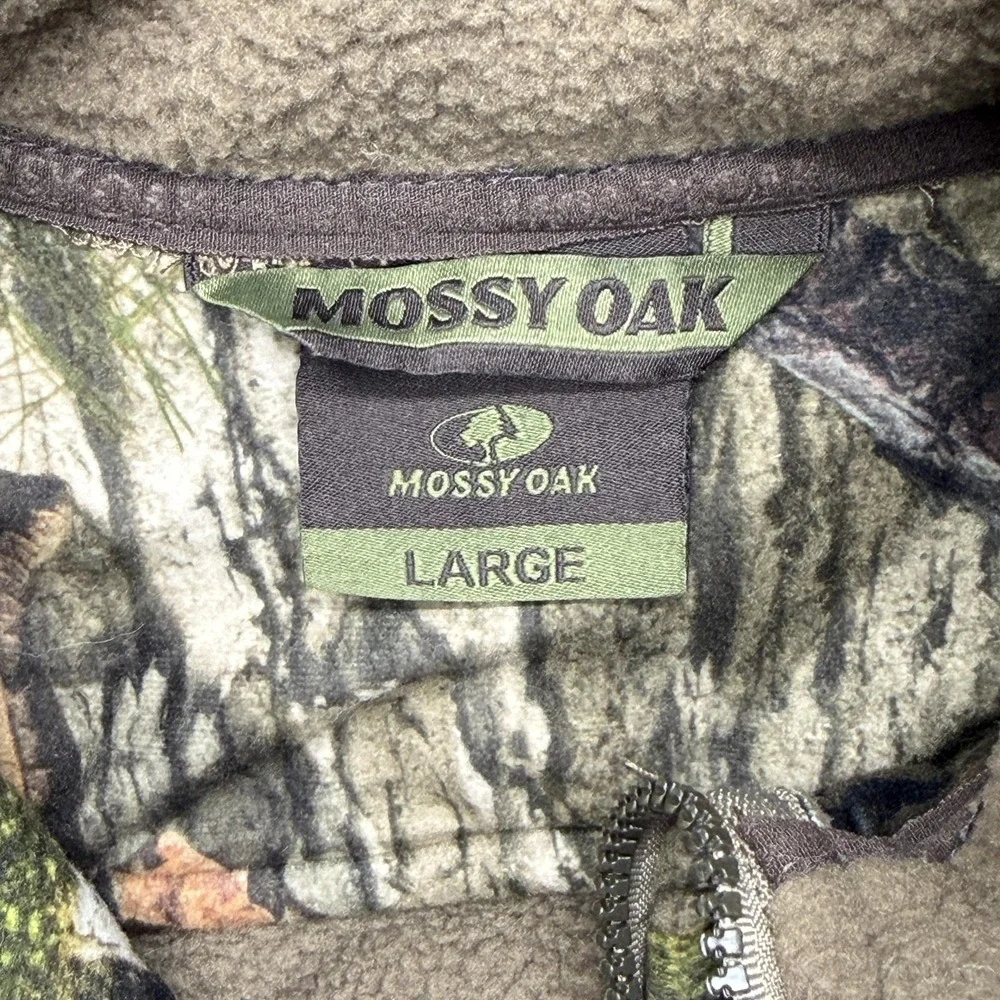 Mossy Oak Jacket Mens L Green Camouflage Fleece Full Zip Pockets